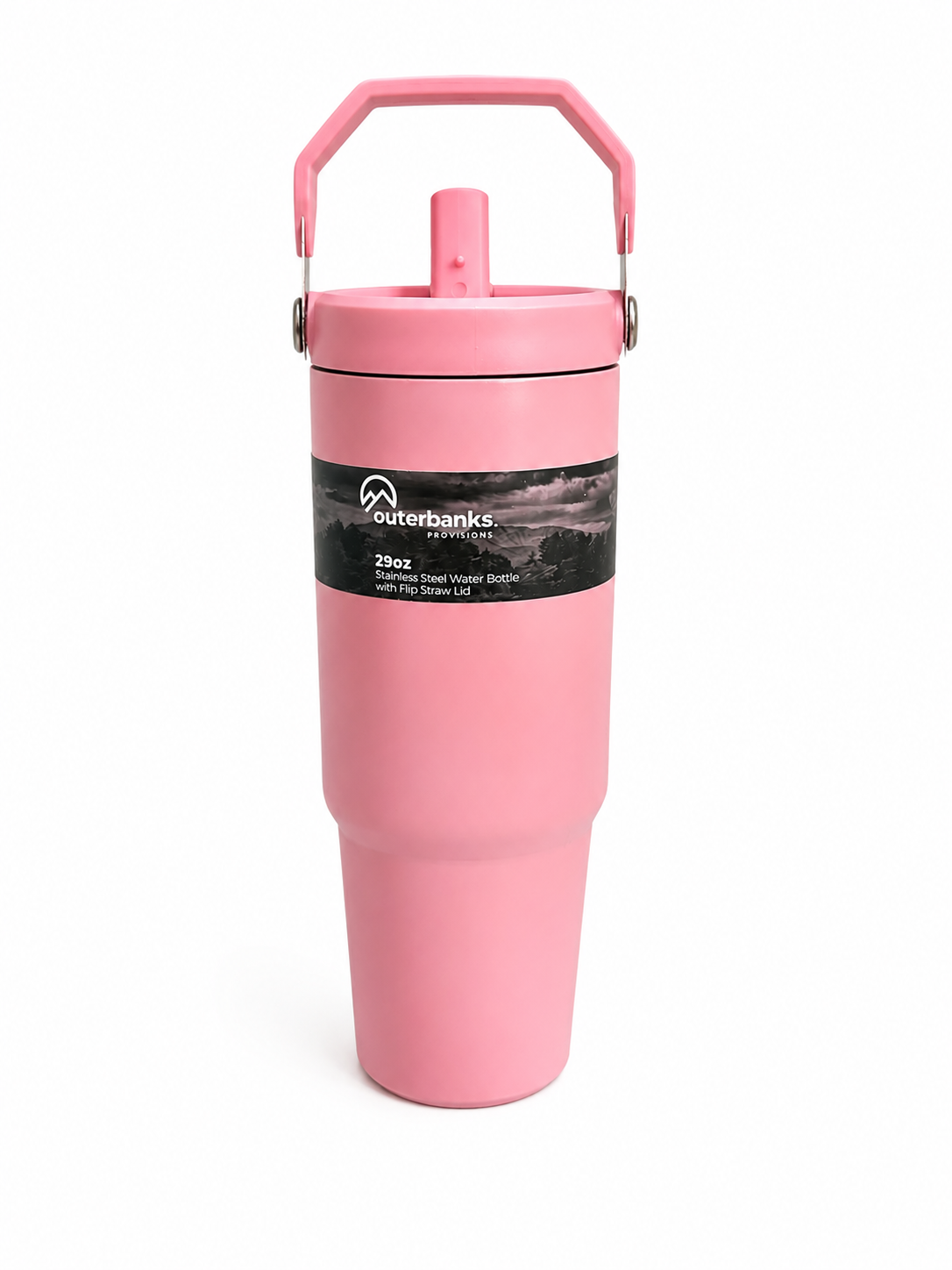 Termo Outerbanks Provisions 29 oz de Acero Inoxidable con Popote y Asa – Rosa
