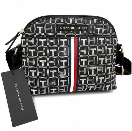 Bolso Original Tommy Hilfiger TH Monogram Crossbody Camera Bag Negro/Blanco