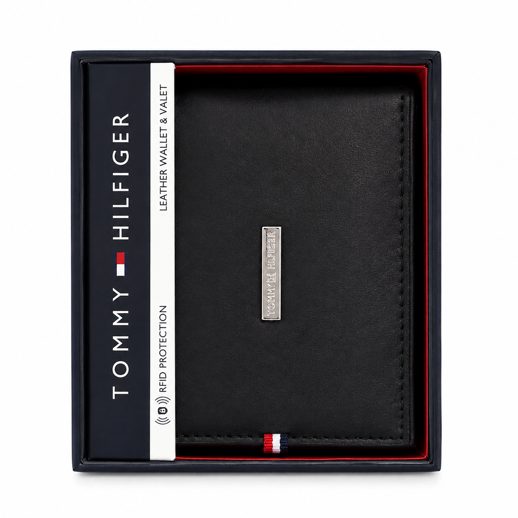Cartera Tommy Hilfiger Original de Piel para Hombre con Protección RFID – Negra