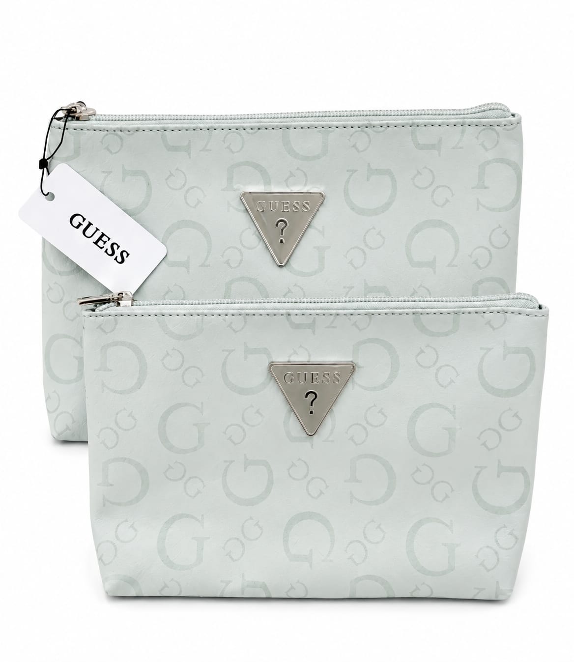 Set de Cosmetiqueras GUESS Original 2 Piezas con Monograma G Color Azul Hielo