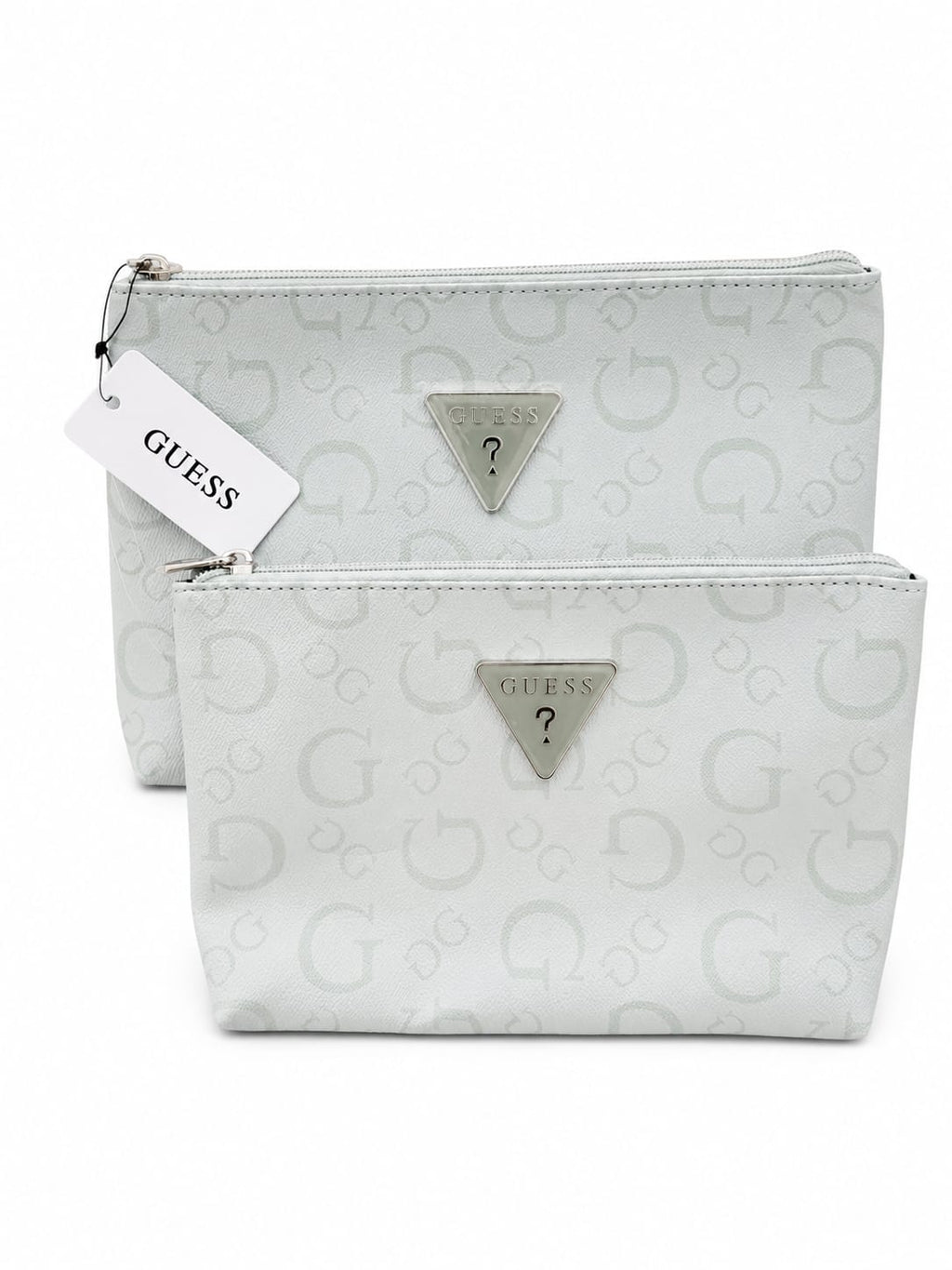 Set de Cosmetiqueras GUESS Original 2 Piezas con Monograma G Color Azul Hielo