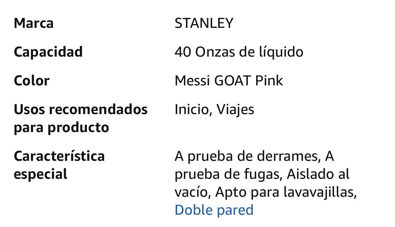 Vaso Stanley Quencher Protour de 40 onzas, Colección Messi
