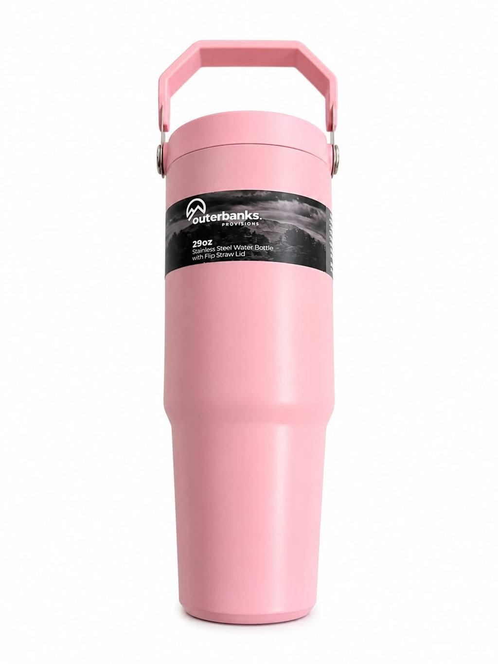 Termo Outerbanks Provisions 29 oz de Acero Inoxidable con Popote y Asa – Rosa