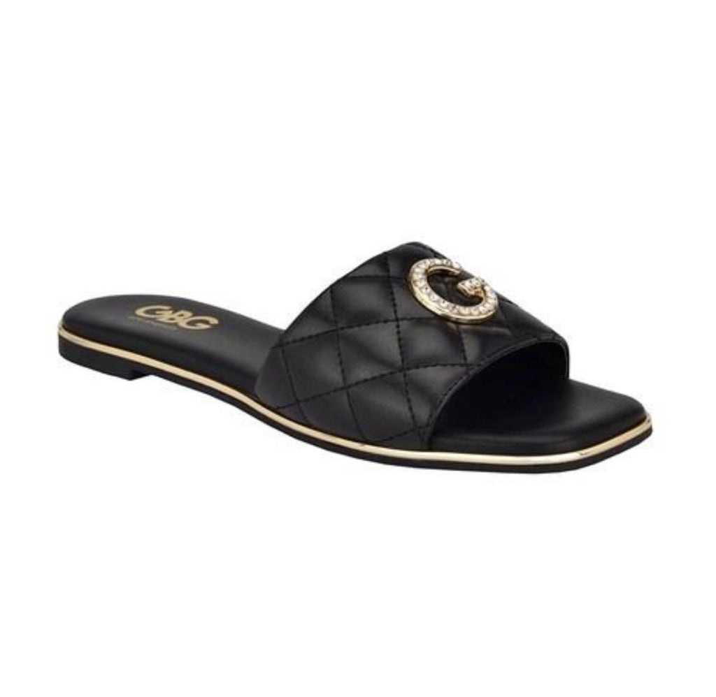 Sandalias GBG Los Angeles Mujer Negro con Herraje G y Cristales