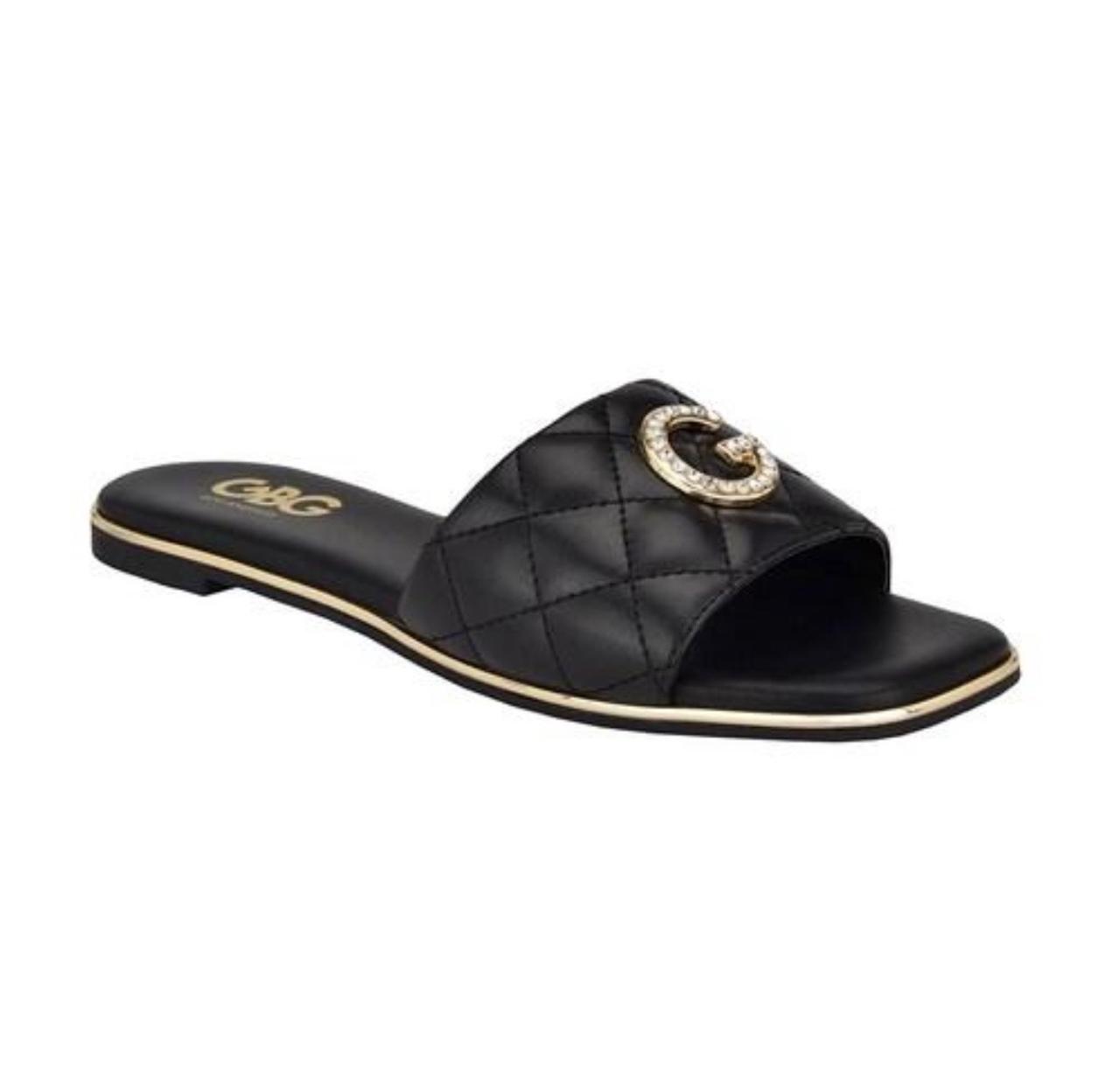 Sandalias GBG Los Angeles Mujer Negro con Herraje G y Cristales