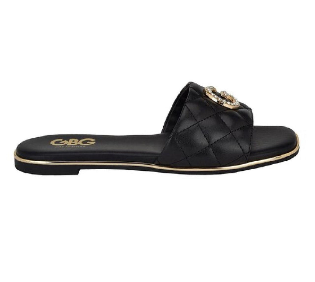 Sandalias GBG Los Angeles Mujer Negro con Herraje G y Cristales