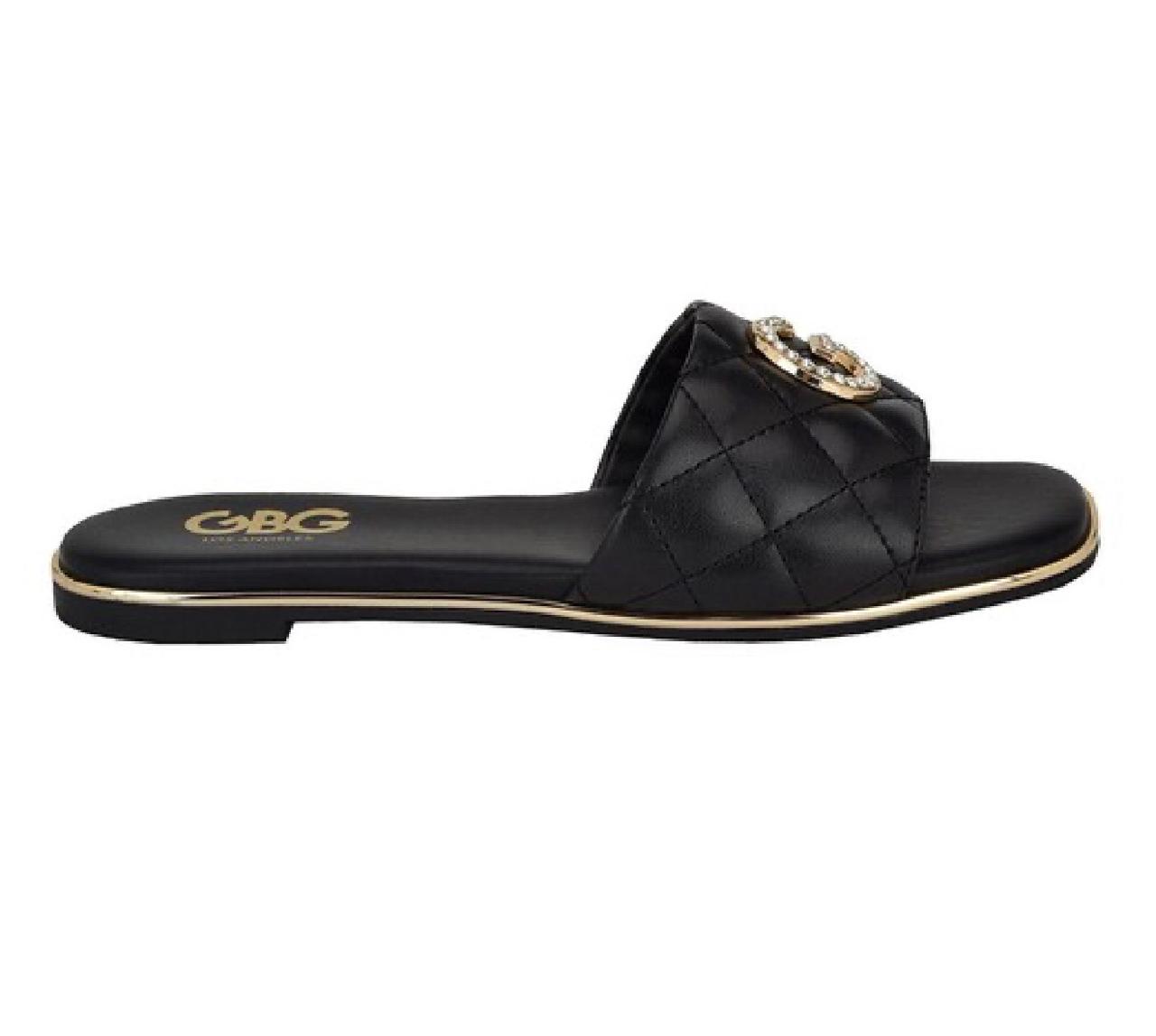 Sandalias GBG Los Angeles Mujer Negro con Herraje G y Cristales