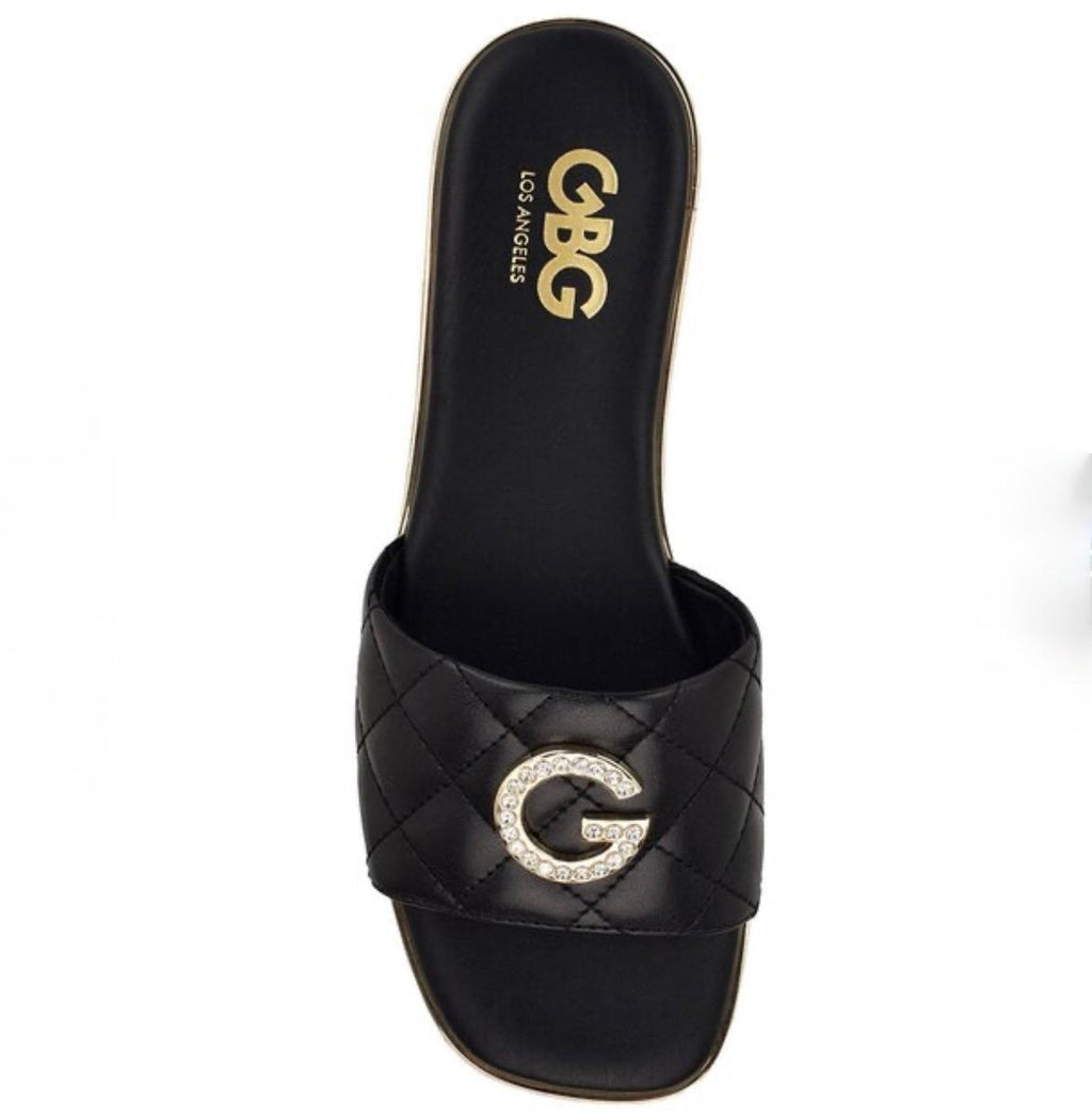 Sandalias GBG Los Angeles Mujer Negro con Herraje G y Cristales