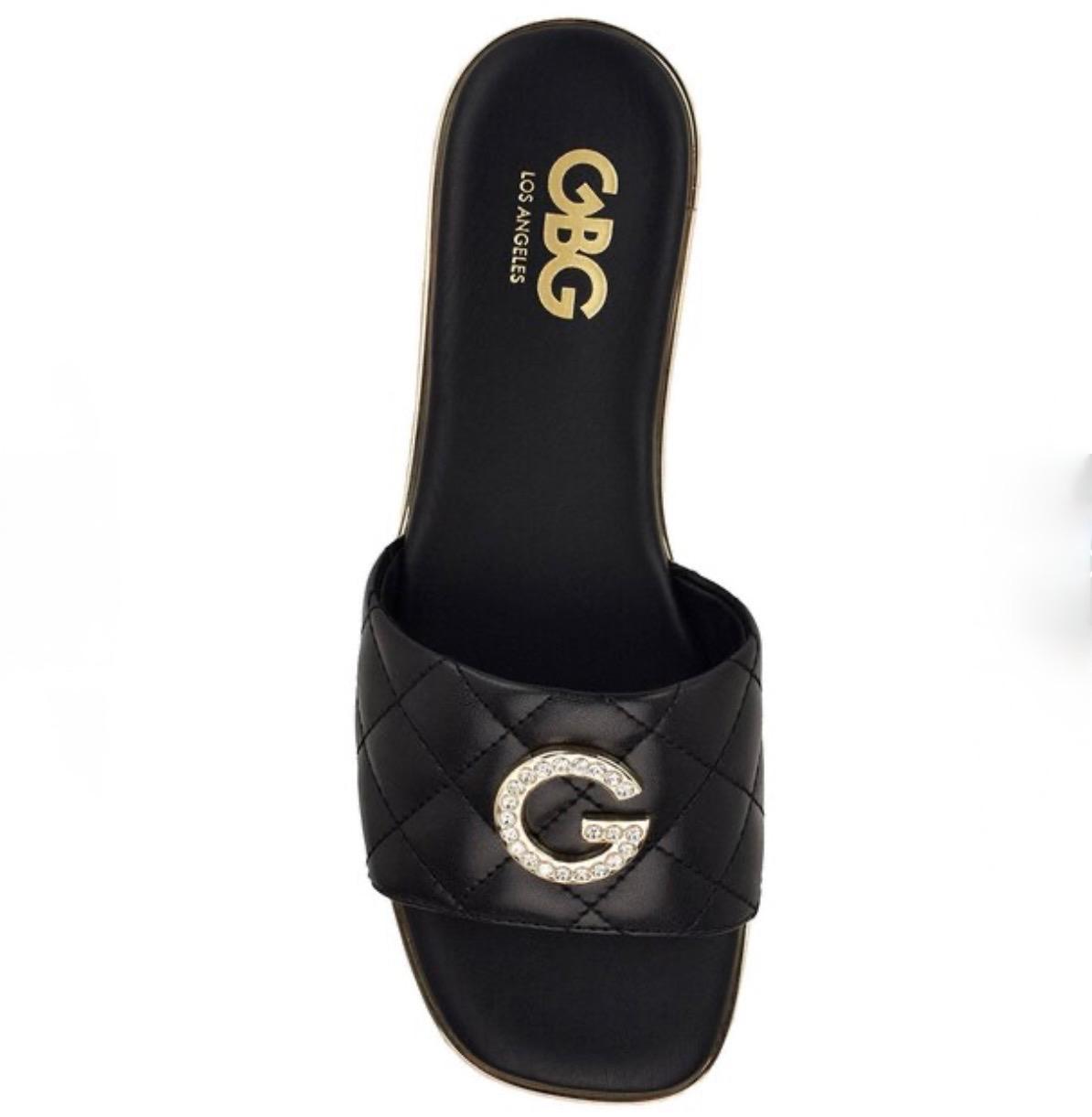 Sandalias GBG Los Angeles Mujer Negro con Herraje G y Cristales