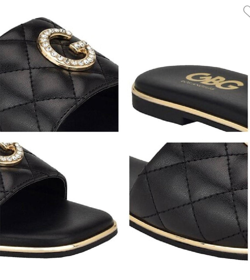 Sandalias GBG Los Angeles Mujer Negro con Herraje G y Cristales