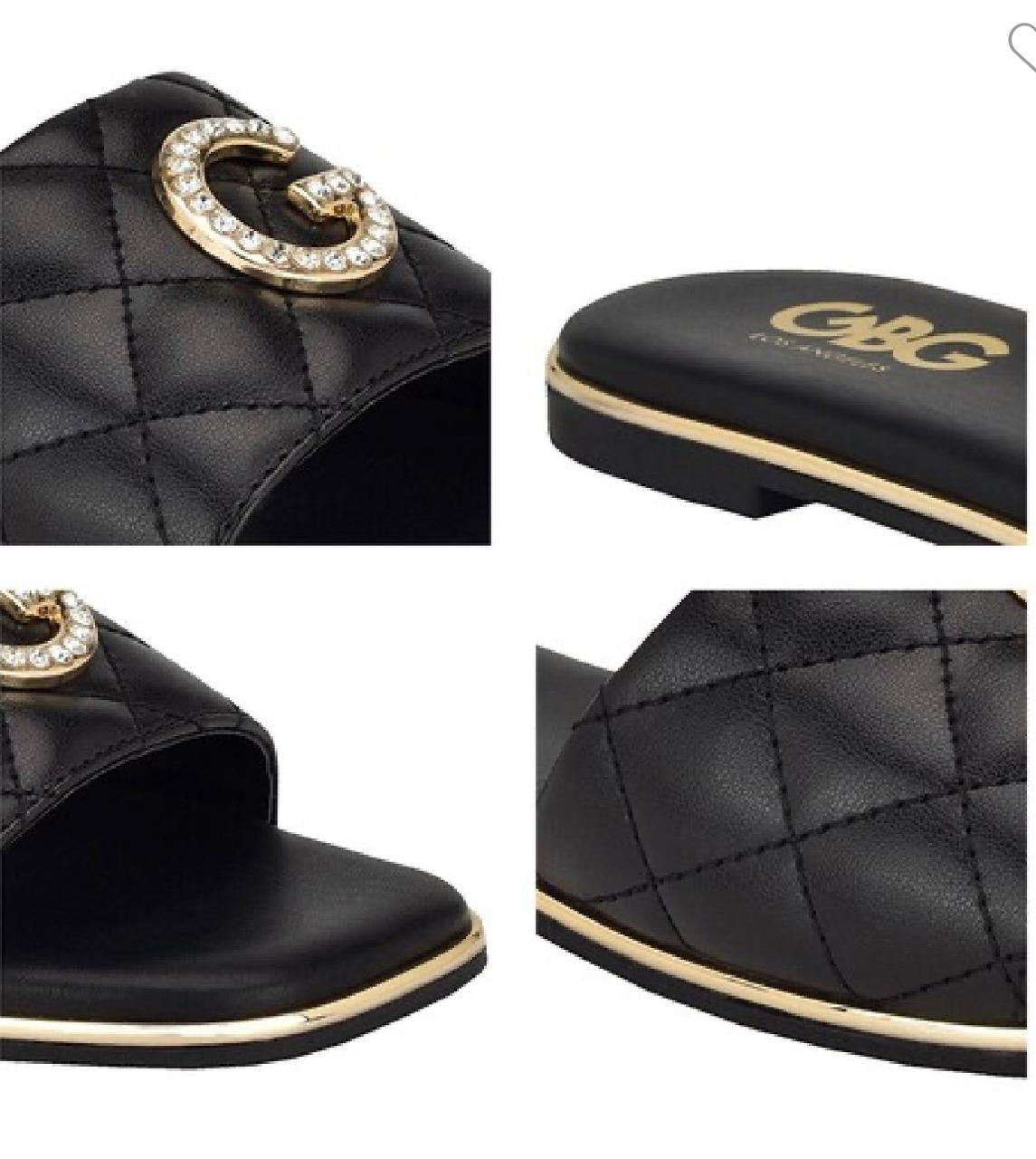 Sandalias GBG Los Angeles Mujer Negro con Herraje G y Cristales