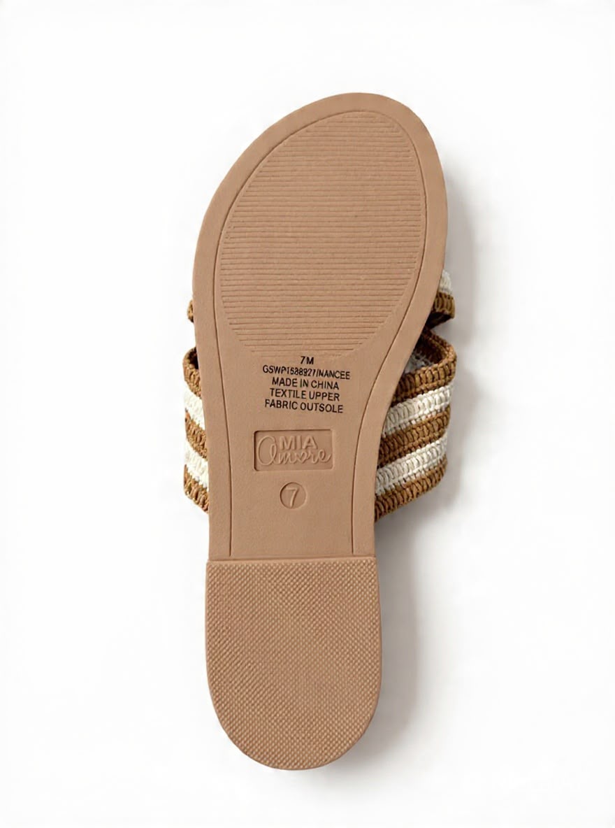 Sandalia Slide MIA Amore de Tiras Cruzadas Tejidas Café/Blanco para Mujer