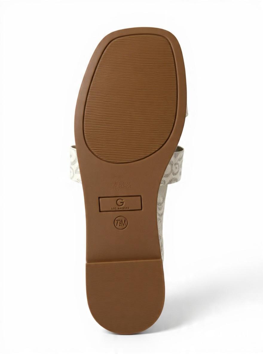 Sandalias GBG Los Angeles GGLEAVI para Mujer Color Marfil con Hebilla Dorada