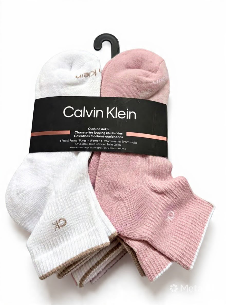 Calcetas Tobilleras Calvin Klein para Mujer – Paquete de 6 Pares Blanco/Rosa/Café