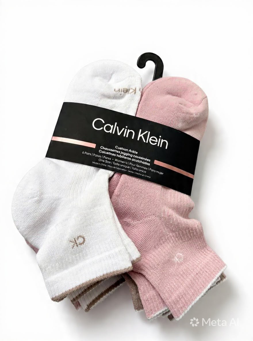 Calcetas Tobilleras Calvin Klein para Mujer – Paquete de 6 Pares Blanco/Rosa/Café