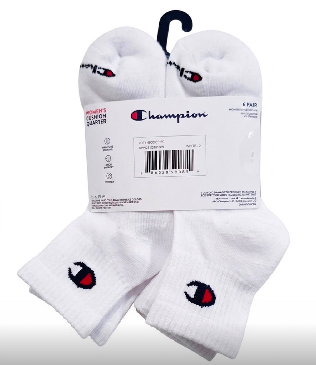 6 Pares de Calcetas Champion Performance Cushion Quarter para Mujer Unitalla