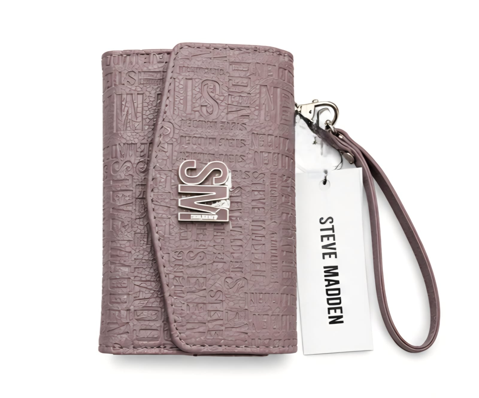 Cartera Steve Madden Wristlet SM Logo Grabado Color Malva