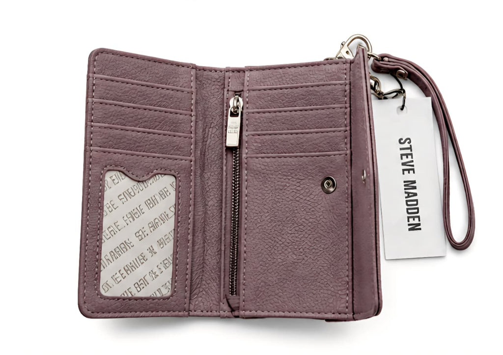 Cartera Steve Madden Wristlet SM Logo Grabado Color Malva