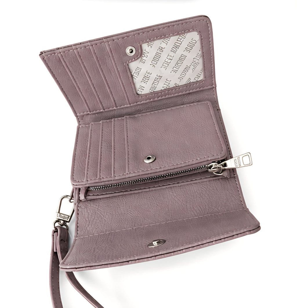 Cartera Steve Madden Wristlet SM Logo Grabado Color Malva