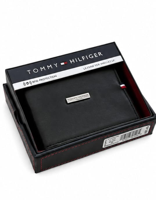 Cartera Tommy Hilfiger Original de Piel para Hombre con Protección RFID – Negra