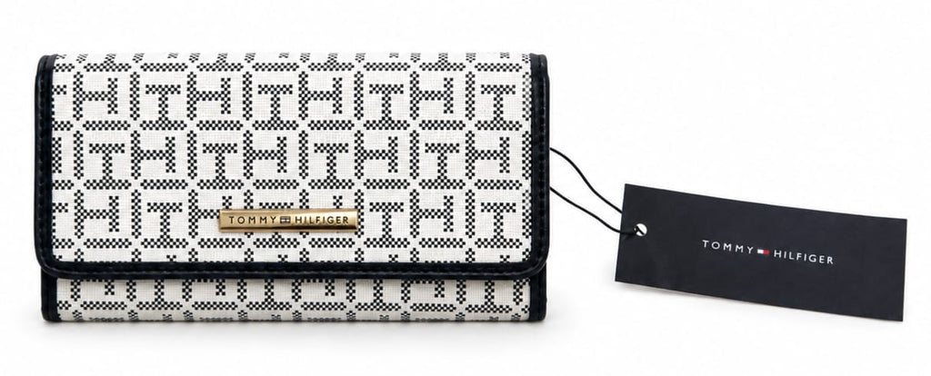 Cartera Tommy Hilfiger Original Mujer Monogram TH Blanco y Azul Marino
