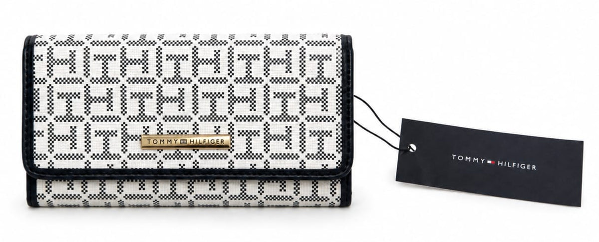 Cartera Tommy Hilfiger Original Mujer Monogram TH Blanco y Azul Marino
