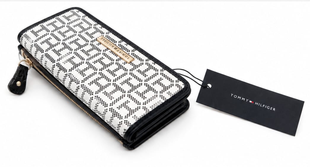 Cartera Tommy Hilfiger Original Mujer Monogram TH Blanco y Azul Marino