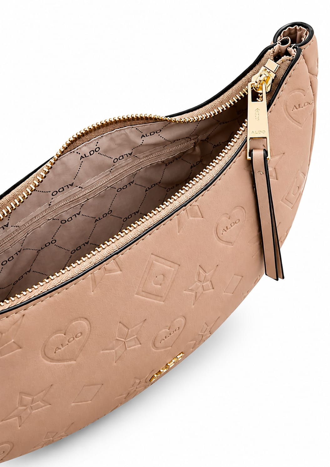 Bolso ALDO Shoulder Bag Rosa con Grabado de Corazones y Estrellas